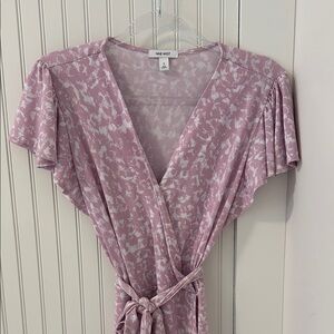 Nine West Pink Ruffled Wrap Midi Dress Size Small
